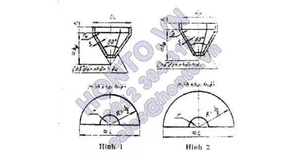 Đáy côn góc mép có góc đỉnh 600 - kích thước cơ bản